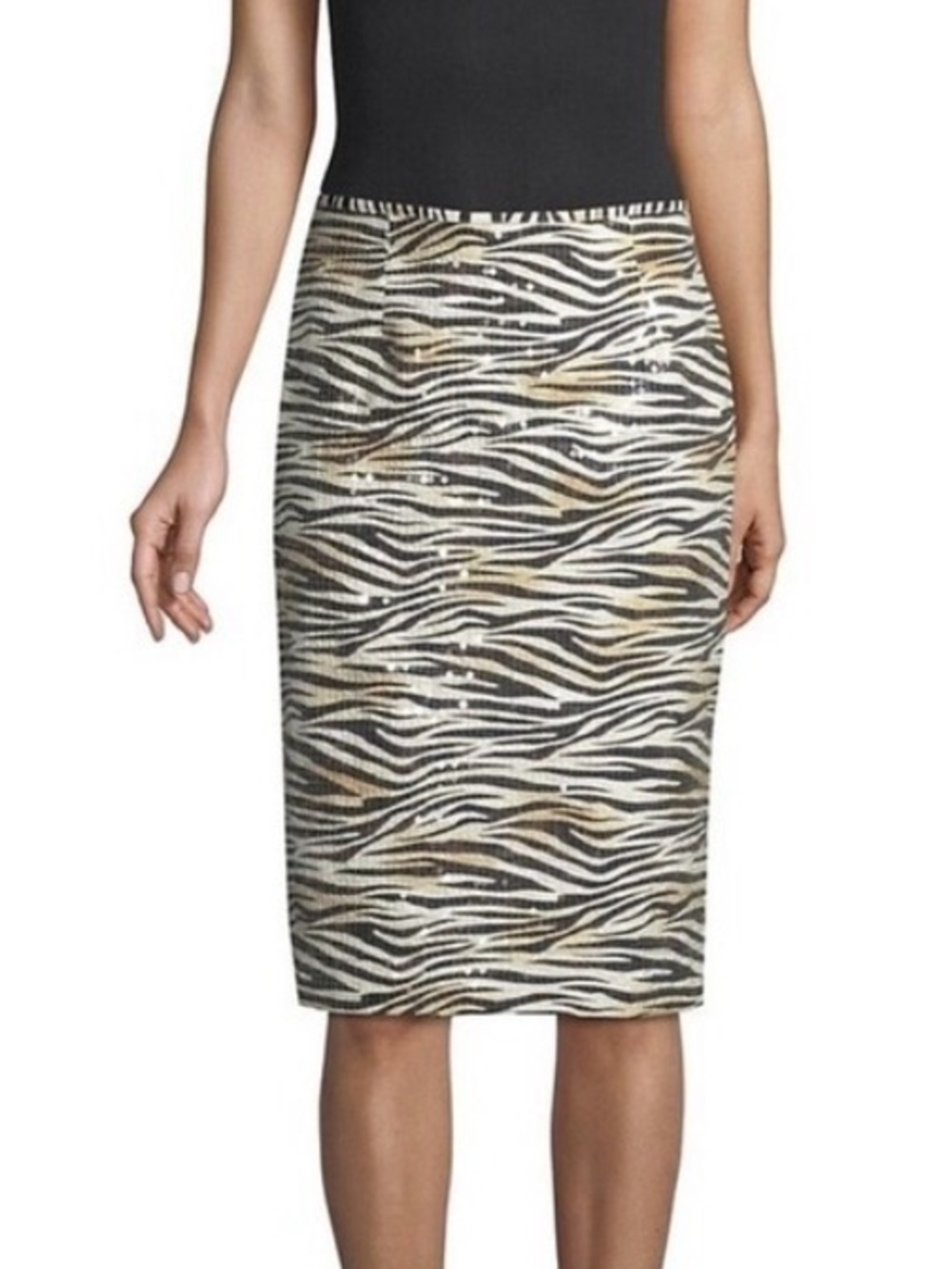 Le Superbe Zebra Print Sequin Pencil Skirt NWTS